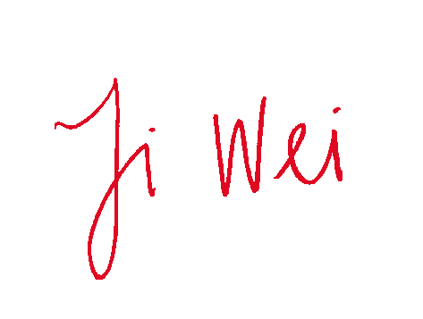 Yi Wei written in red cursive